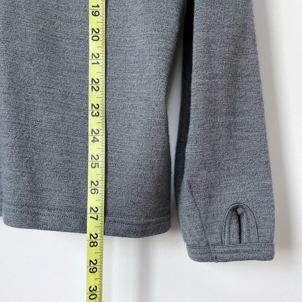 Icebreaker Sport 320 Merino Wool 1/4 Zip Sweater Mens Large Gray Orange Stripe